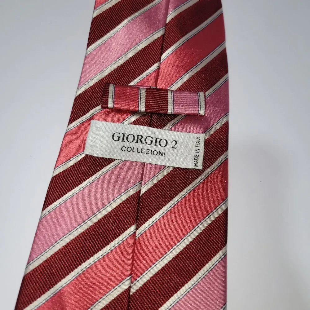 Giorgio 2 Collezioni Red and Pink Striped Silk Tie